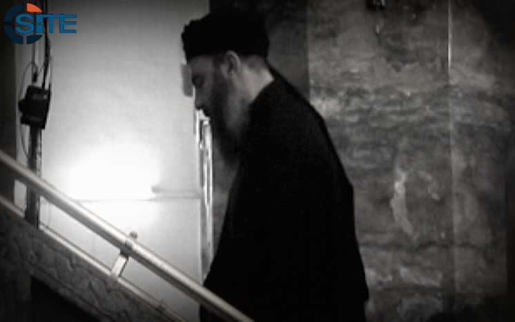 Baghdadi walking up stairs