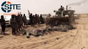 IS Video Shows Multi Side Attack on Deir al Zour City Pushing Mound of Enemy Corpses with Bulldozer