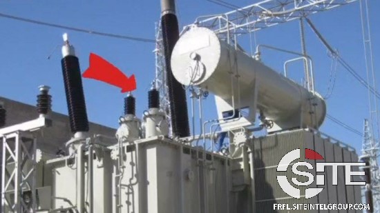 electrical transformer with arrow
