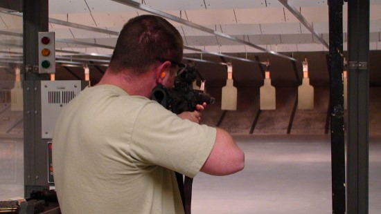 Firearms training at indoor firing range